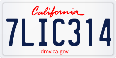 CA license plate 7LIC314