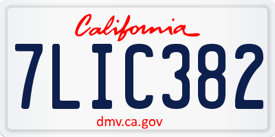 CA license plate 7LIC382