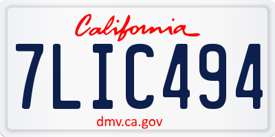 CA license plate 7LIC494