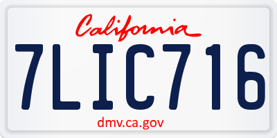 CA license plate 7LIC716