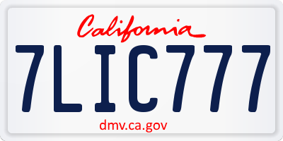 CA license plate 7LIC777