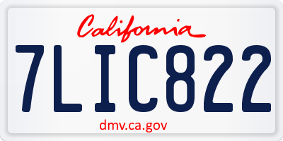 CA license plate 7LIC822