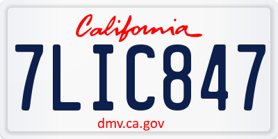 CA license plate 7LIC847
