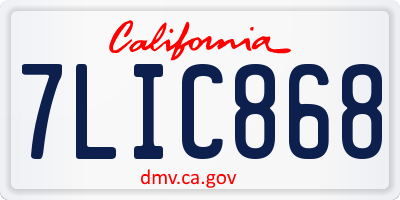 CA license plate 7LIC868