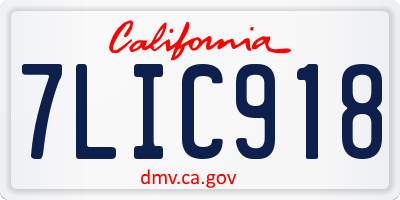 CA license plate 7LIC918