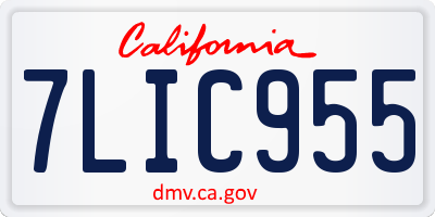 CA license plate 7LIC955