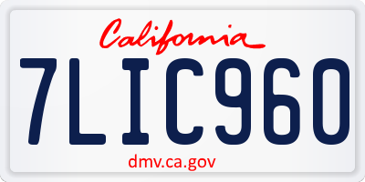 CA license plate 7LIC960