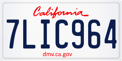 CA license plate 7LIC964