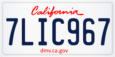 CA license plate 7LIC967