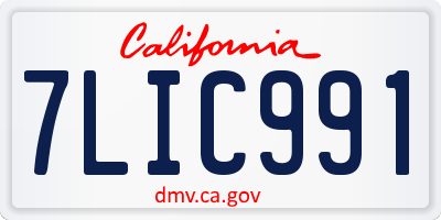 CA license plate 7LIC991