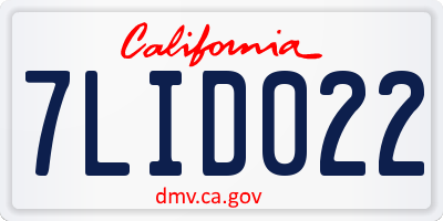 CA license plate 7LID022