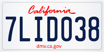 CA license plate 7LID038