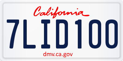 CA license plate 7LID100