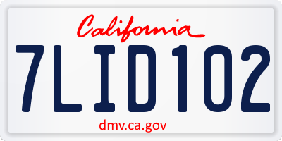 CA license plate 7LID102