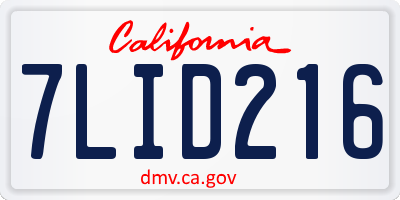 CA license plate 7LID216