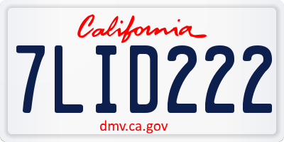 CA license plate 7LID222