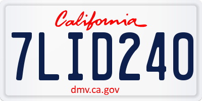 CA license plate 7LID240