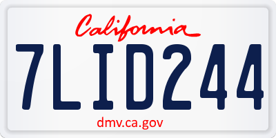 CA license plate 7LID244