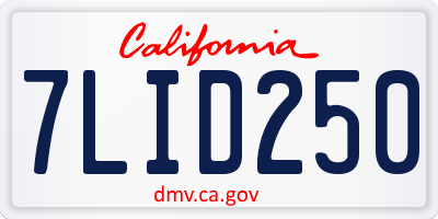 CA license plate 7LID250