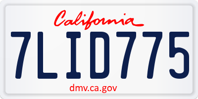CA license plate 7LID775