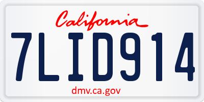 CA license plate 7LID914