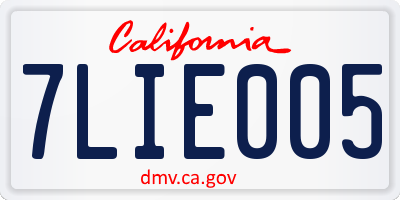 CA license plate 7LIE005
