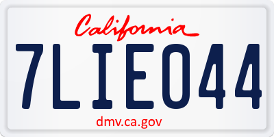 CA license plate 7LIE044