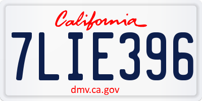 CA license plate 7LIE396