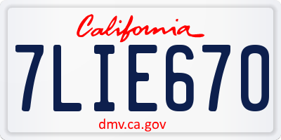 CA license plate 7LIE670