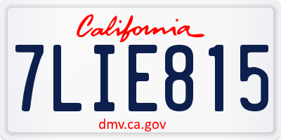 CA license plate 7LIE815