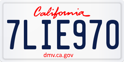 CA license plate 7LIE970