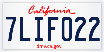 CA license plate 7LIF022