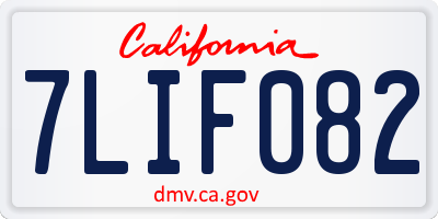 CA license plate 7LIF082