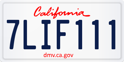 CA license plate 7LIF111