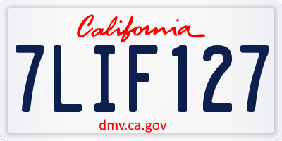 CA license plate 7LIF127