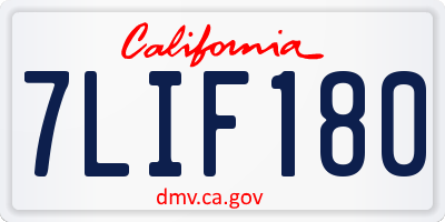 CA license plate 7LIF180