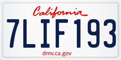 CA license plate 7LIF193