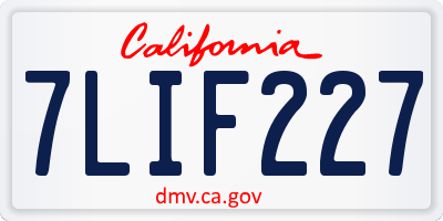 CA license plate 7LIF227