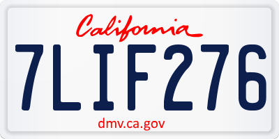 CA license plate 7LIF276