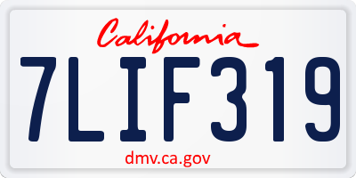 CA license plate 7LIF319
