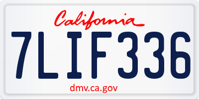 CA license plate 7LIF336