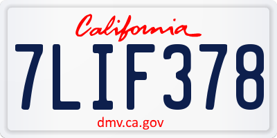 CA license plate 7LIF378