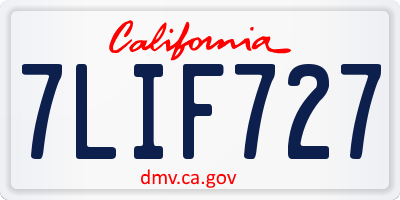 CA license plate 7LIF727