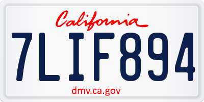 CA license plate 7LIF894