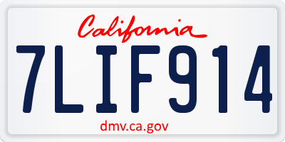 CA license plate 7LIF914