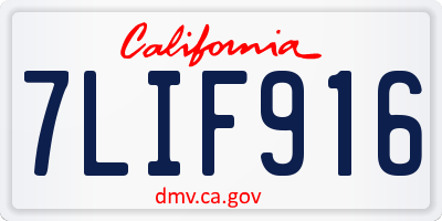 CA license plate 7LIF916