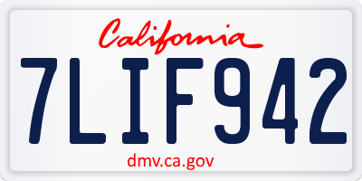 CA license plate 7LIF942