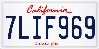 CA license plate 7LIF969
