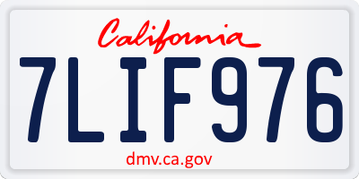 CA license plate 7LIF976