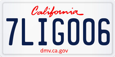 CA license plate 7LIG006